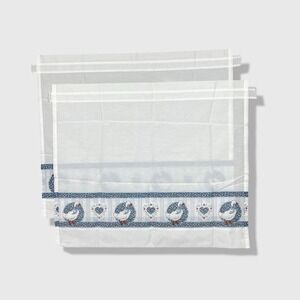 Unbranded Goose Tier Curtains Set of 2 29x25 White Blue Country Cottagecore